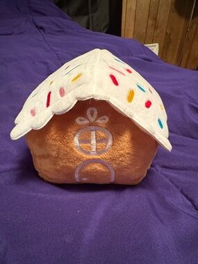 Plush Gingerbread House Stuffed Plush with White Icing Roof and Sprinkles